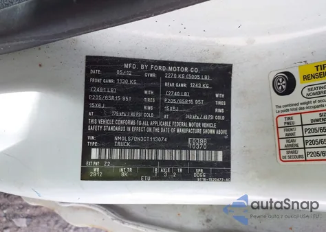 2012 Ford Transit Connect Xlt z USA, uszkodzony, nr VIN NM0LS7DN3CT113074